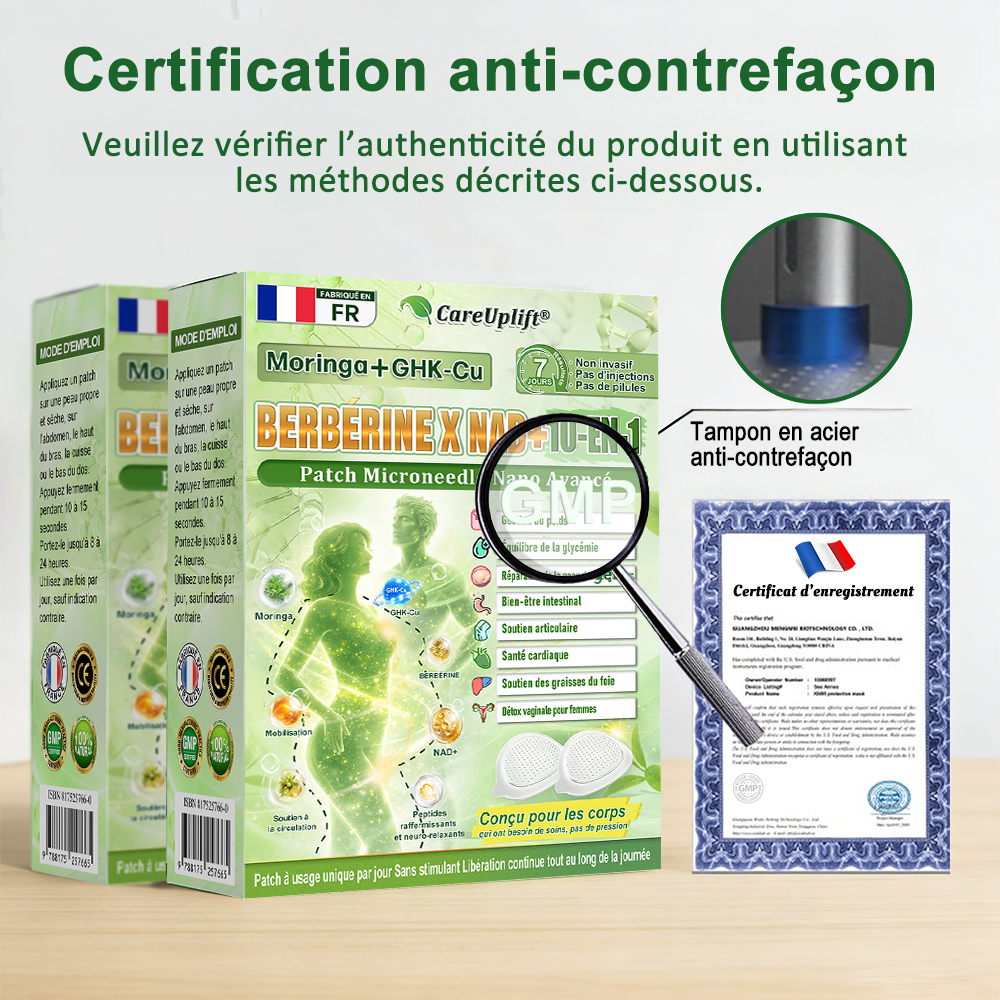 Boutique Officielle | 🍀 CareUplift® Patch Nano-Microneedle Métabolique 🇫🇷 (Un patch par jour, résultats visibles en 7 jours) Formule Berbérine + Moringa ✅ Pour obésité, relâchement cutané, diabète, troubles du sommeil, douleurs articulaires… 💯